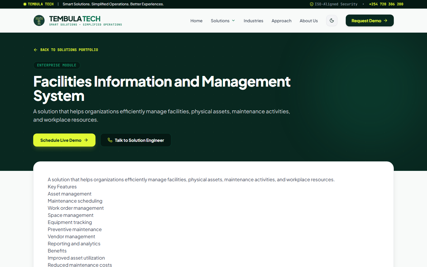 TemOps — Facilities Information & Management (FIMS) Screenshot 1