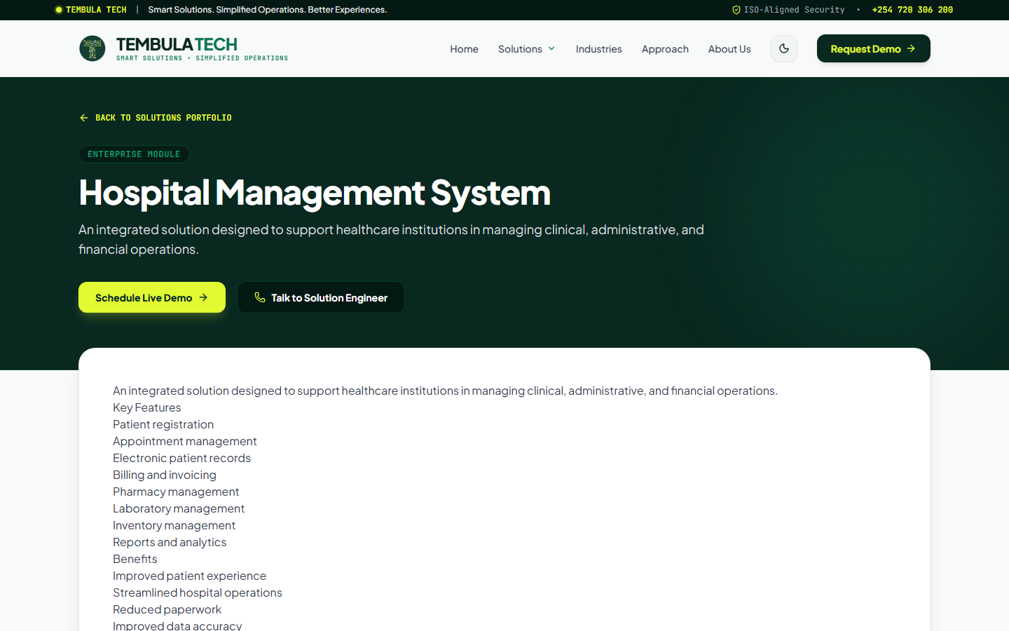 TemCare — Hospital Management System (HMS) Screenshot 1